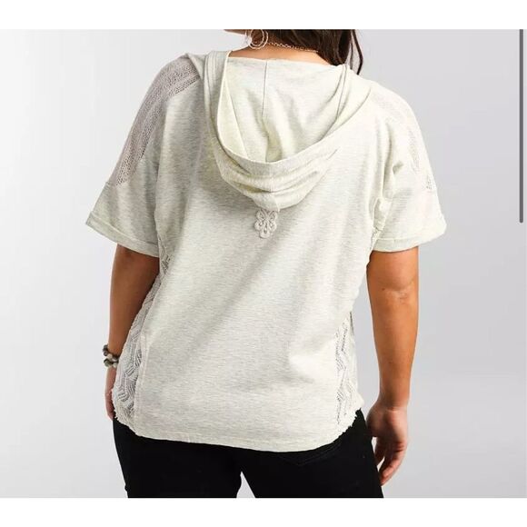 MISS ME Crochet Hooded Top women's medium NEW - Picture 1 of 11